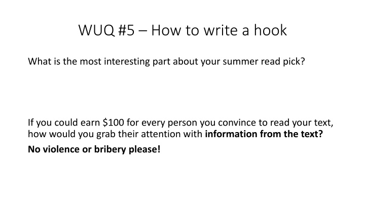 wuq 5 how to write a hook