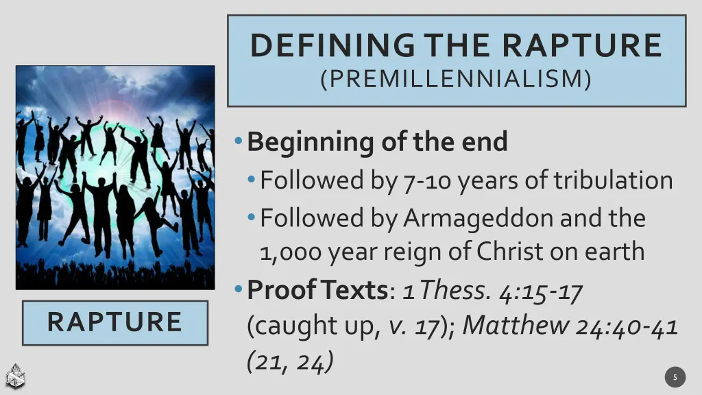 defining the rapture premillennialism 1