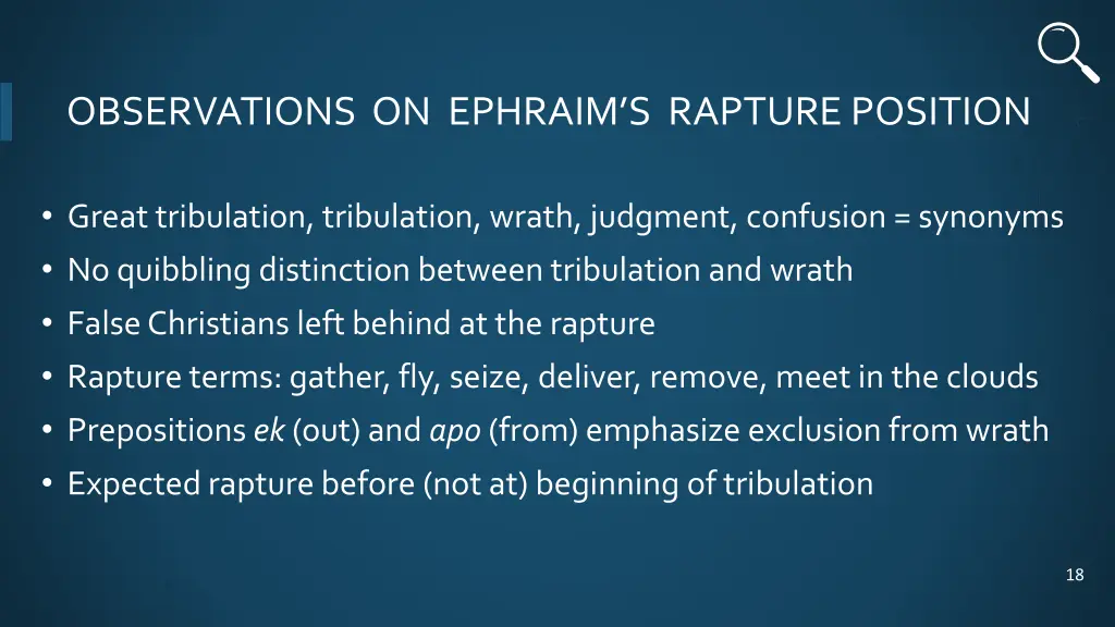 observations on ephraim s rapture position