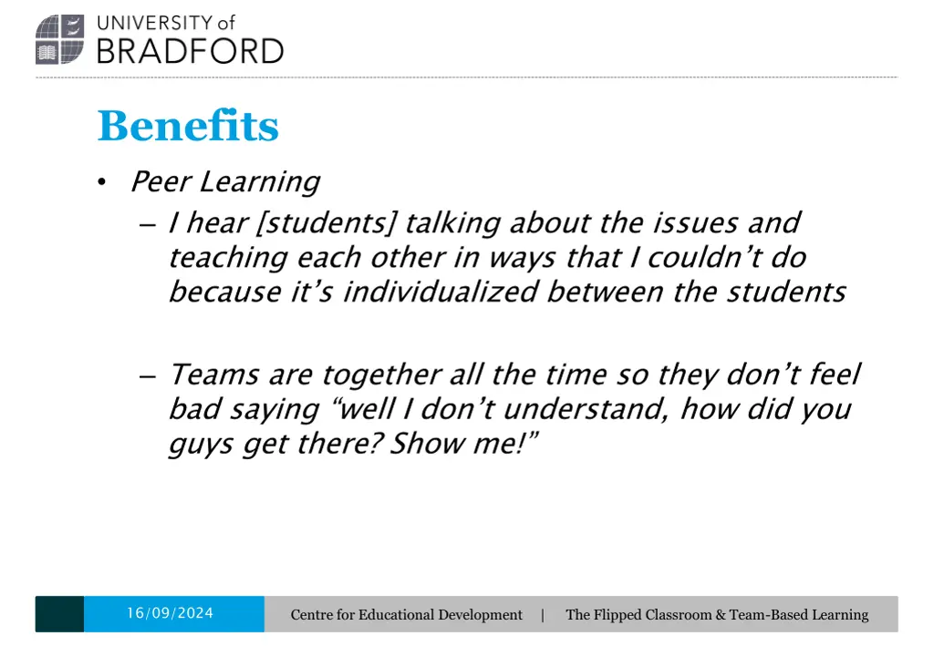 benefits peer learning i hear students talking