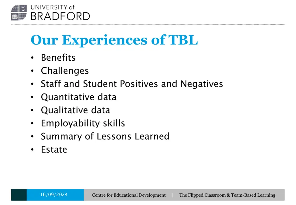 our experiences of tbl benefits challenges staff