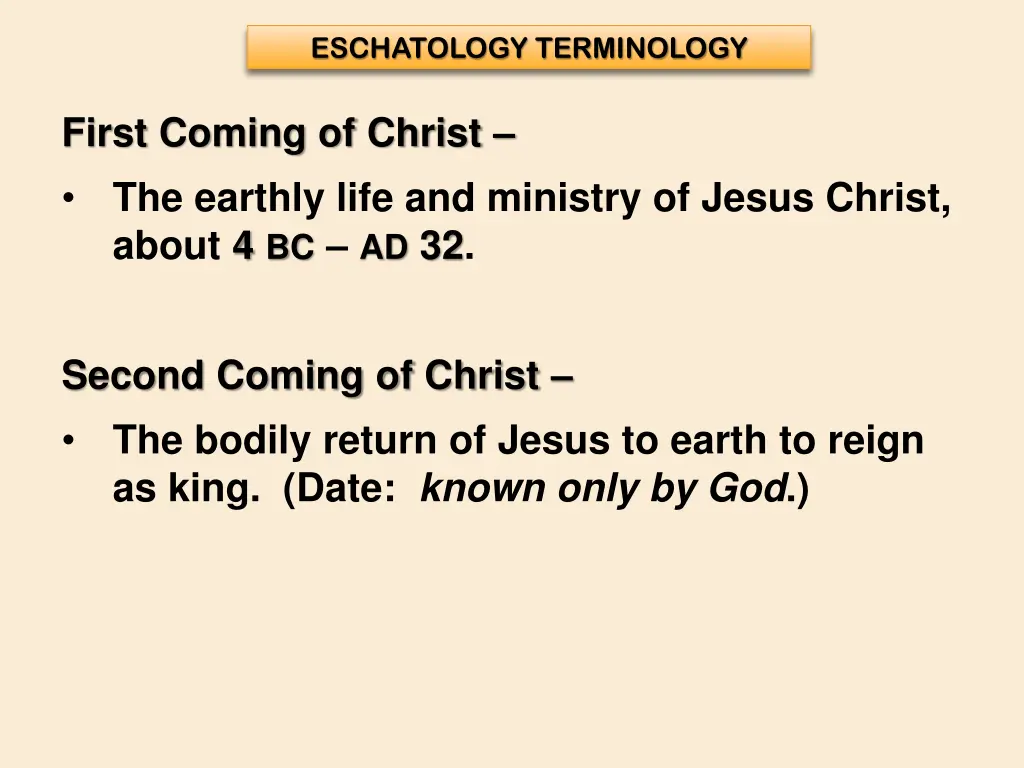 eschatology terminology 1