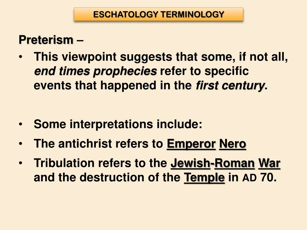 eschatology terminology 16