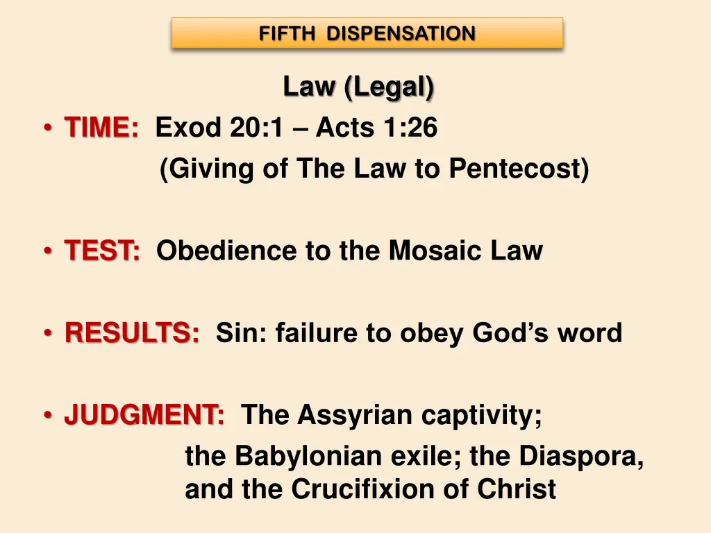 fifth dispensation