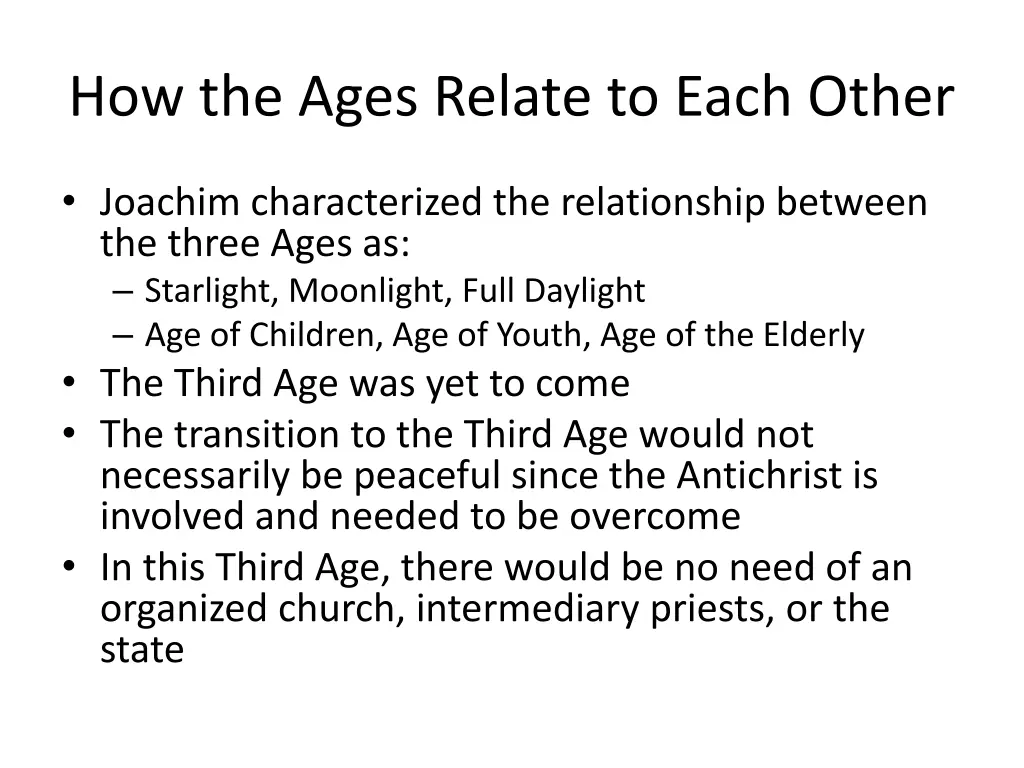 how the ages relate to each other