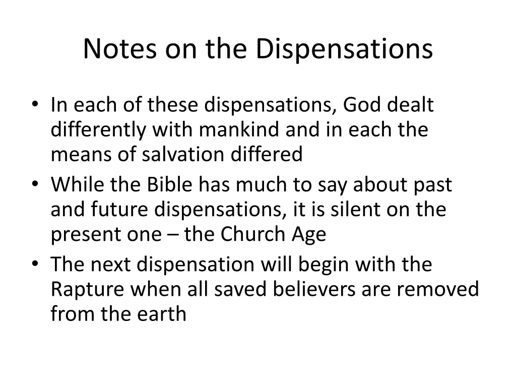 notes on the dispensations