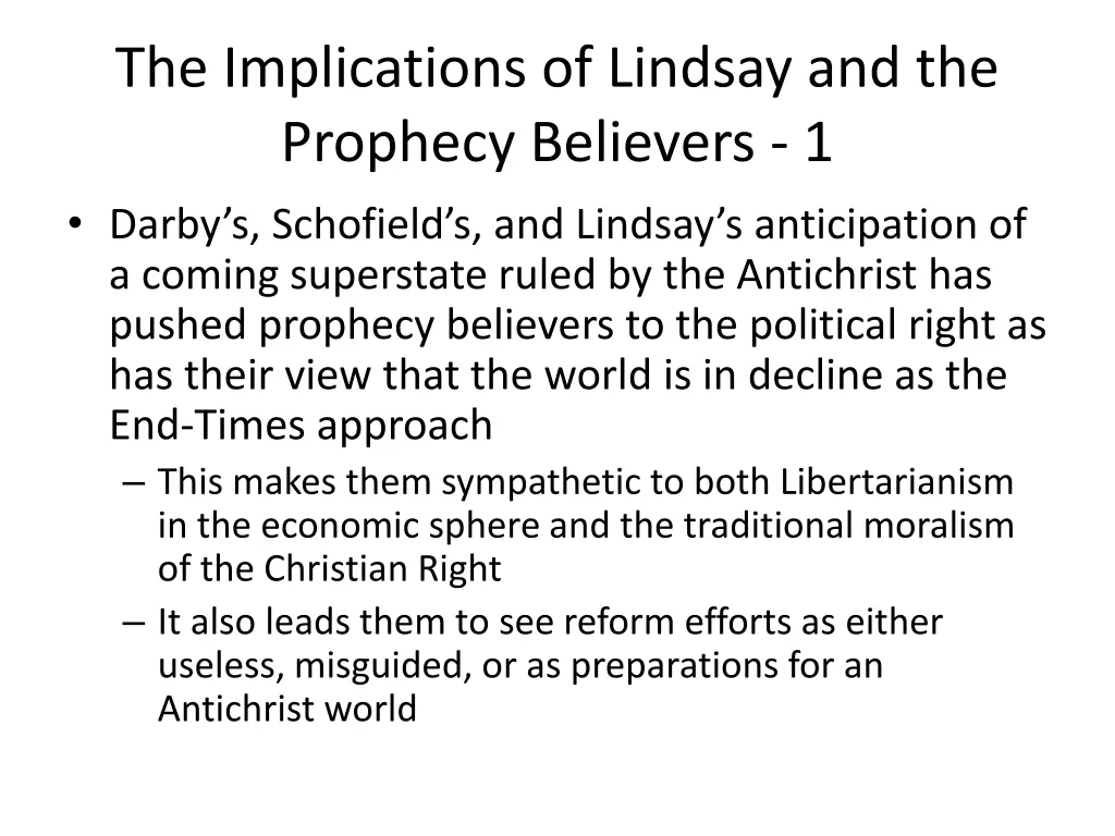 the implications of lindsay and the prophecy