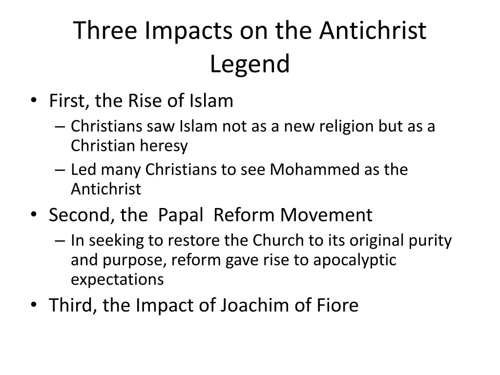 three impacts on the antichrist legend first