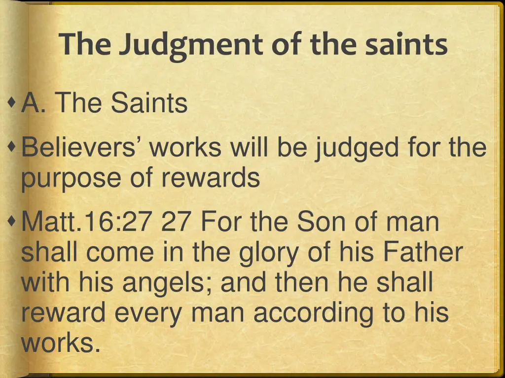 the judgment of the saints 1