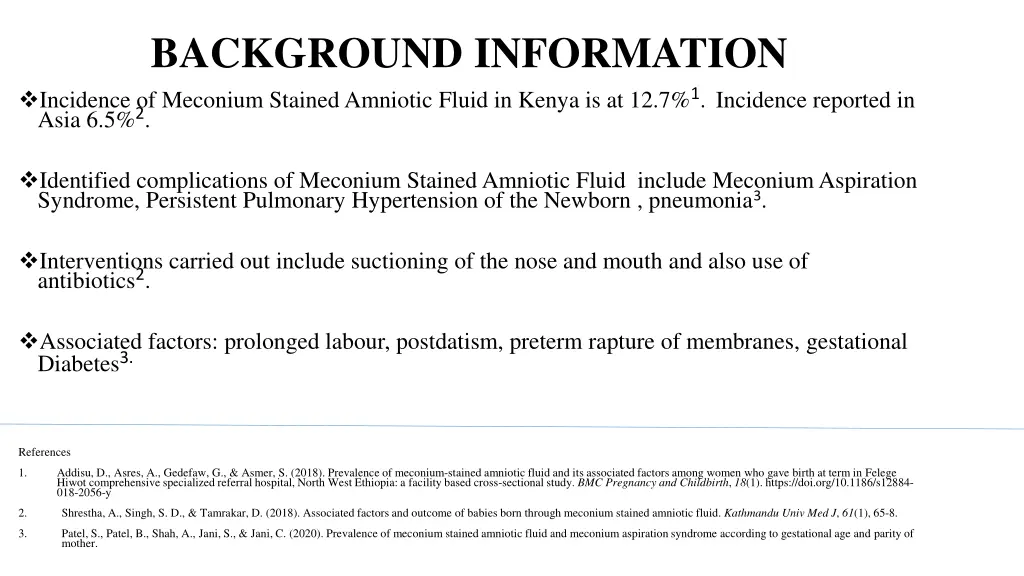 background information incidence of meconium