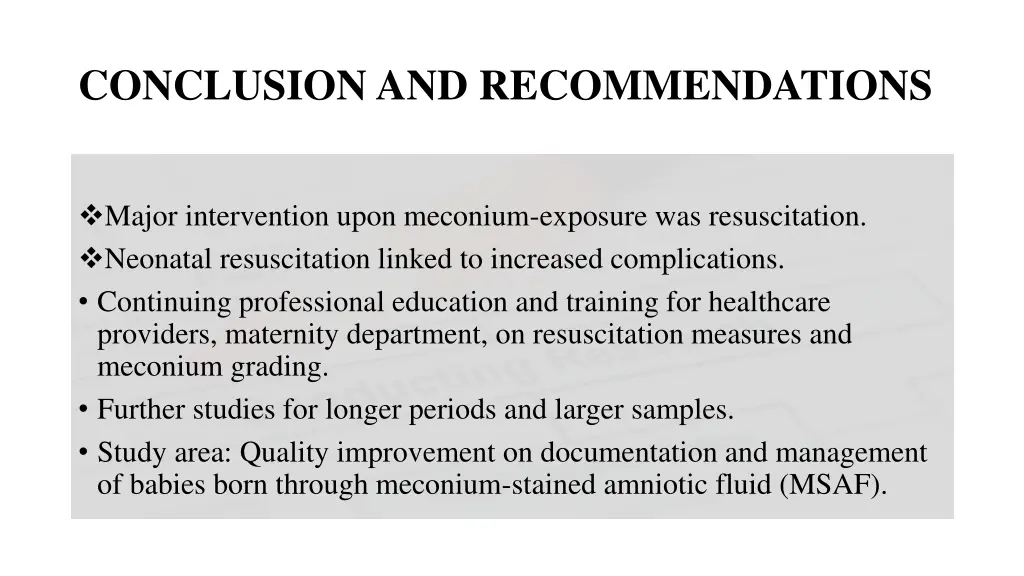 conclusion and recommendations