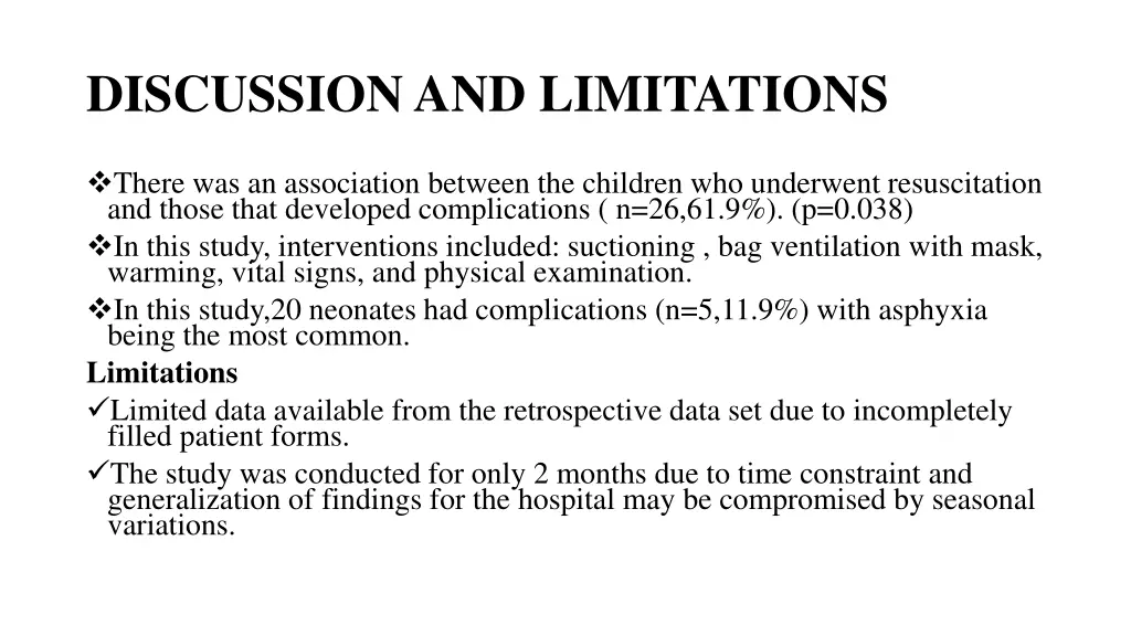 discussion and limitations