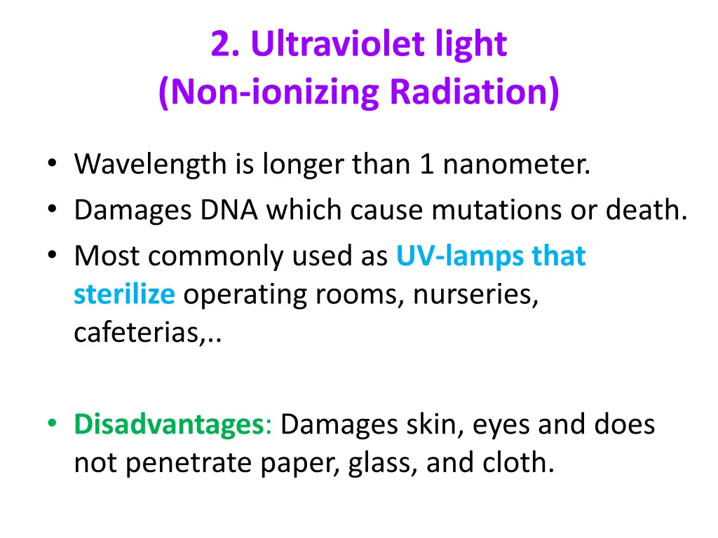 2 ultraviolet light non ionizing radiation