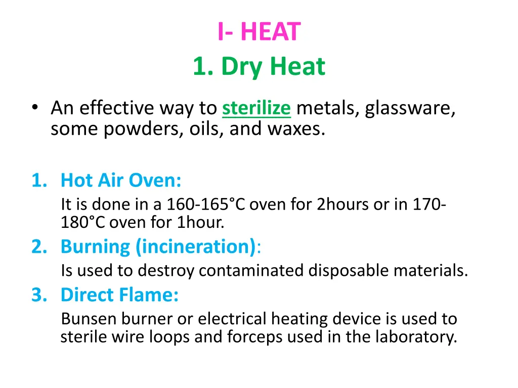 i heat 1 dry heat