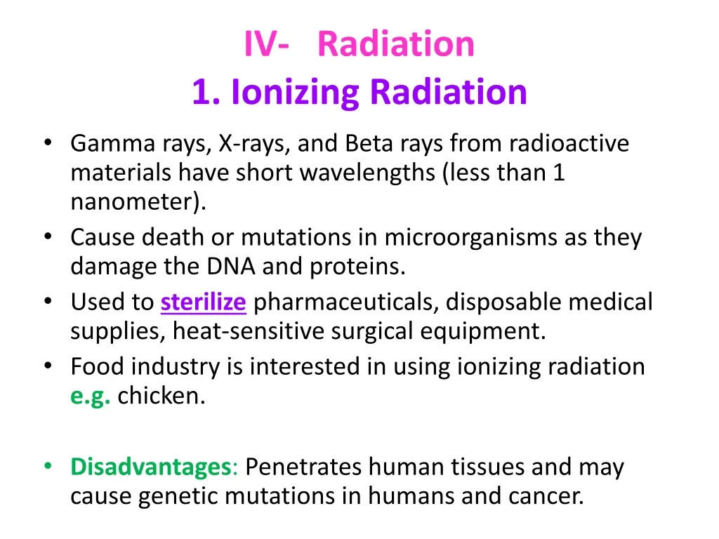 iv radiation 1 ionizing radiation gamma rays