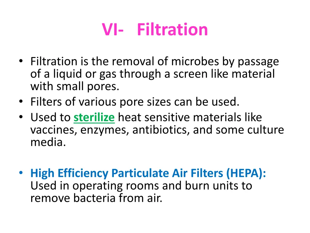 vi filtration