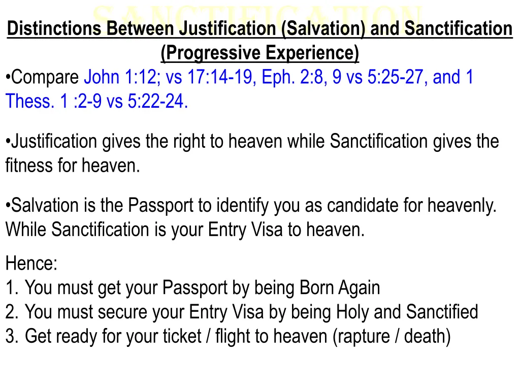 sanctification distinctions between justification