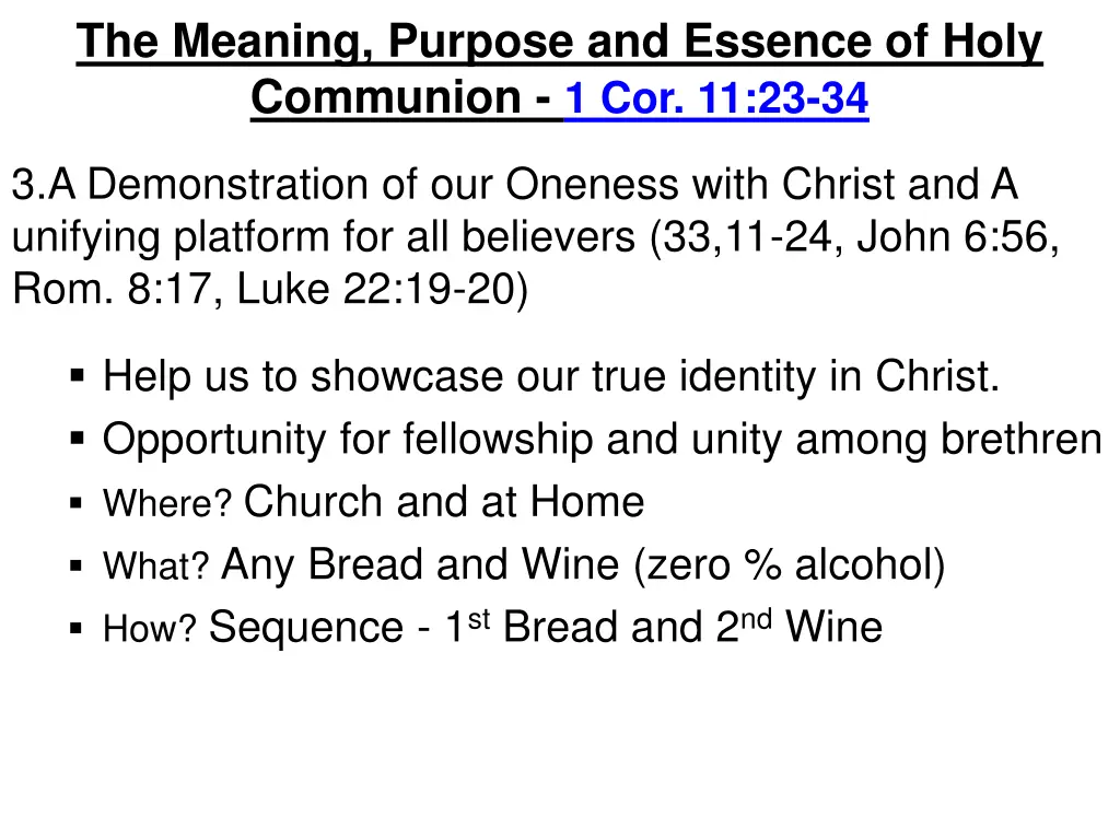 the meaning purpose and essence of holy communion 1