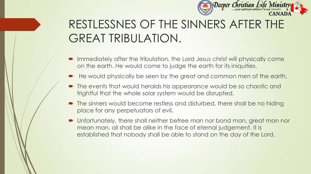 restlessnes of the sinners after the great