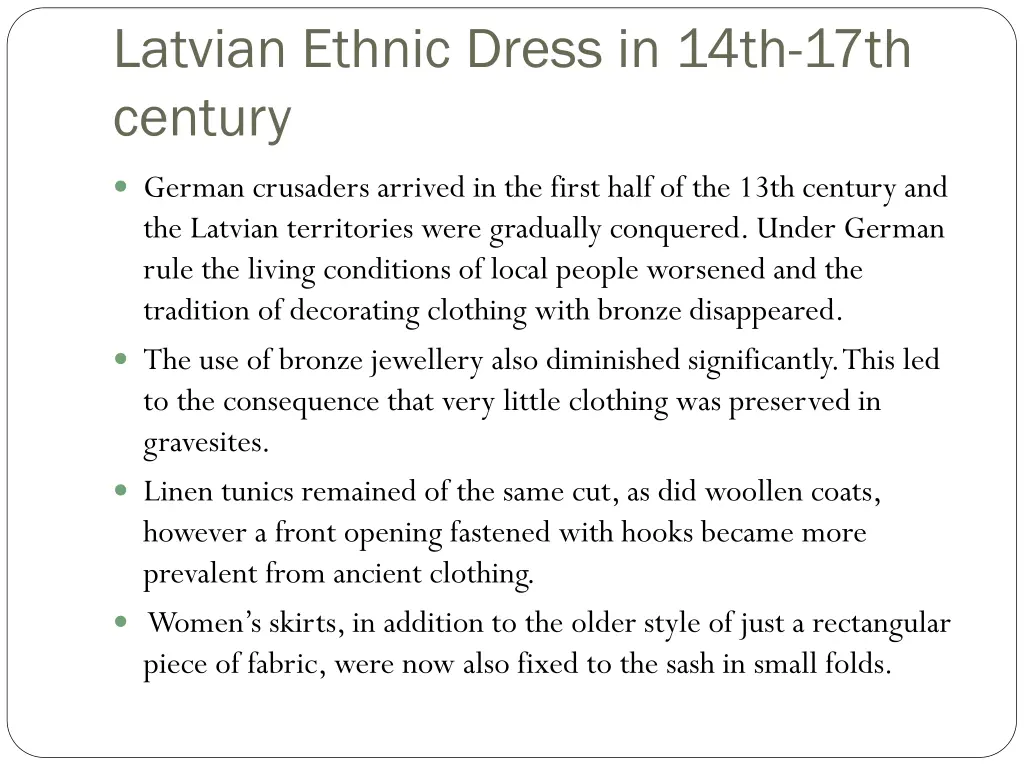 latvian ethnic dress in 14th 17th century