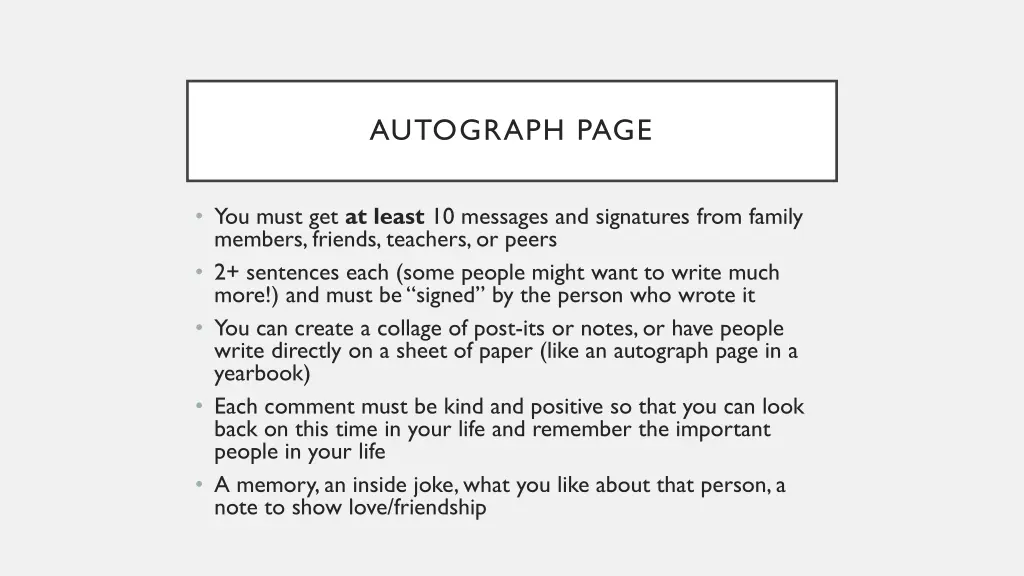 autograph page