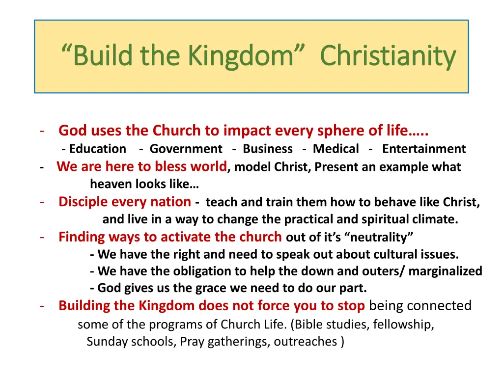 build the kingdom christianity build the kingdom