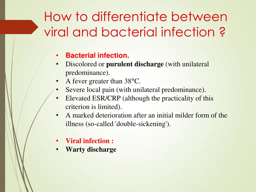 how to differentiate between viral and bacterial