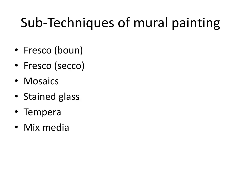 sub techniques of mural painting