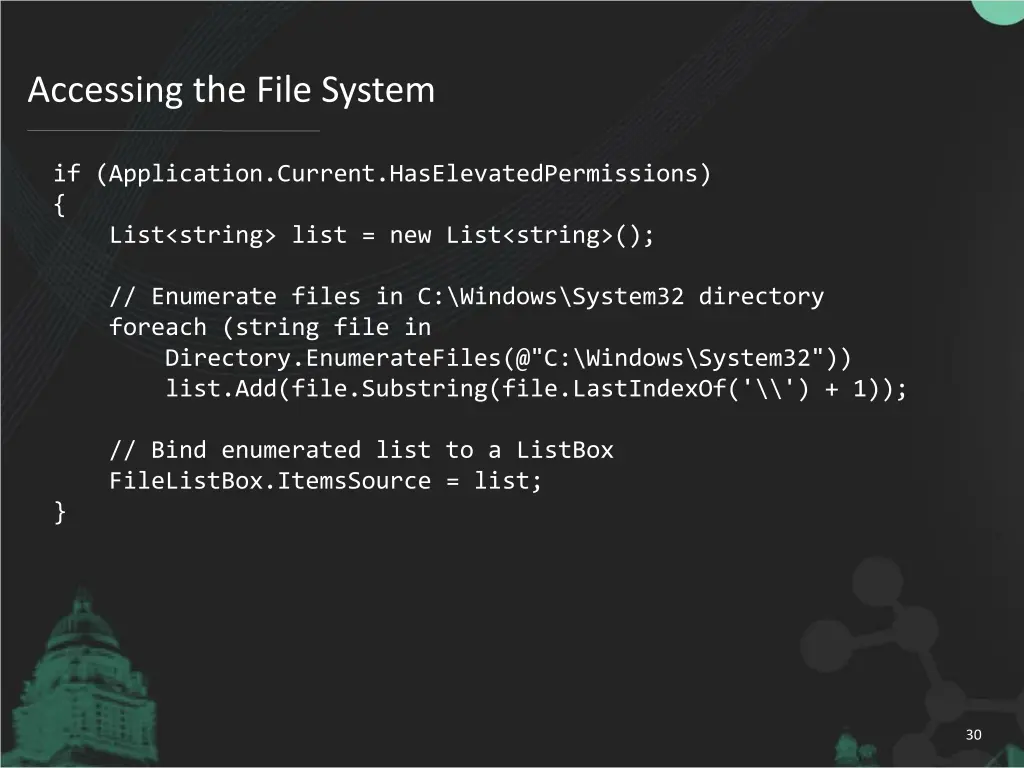 accessing the file system