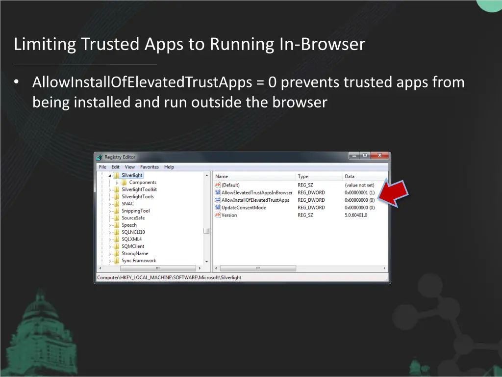 limiting trusted apps to running in browser