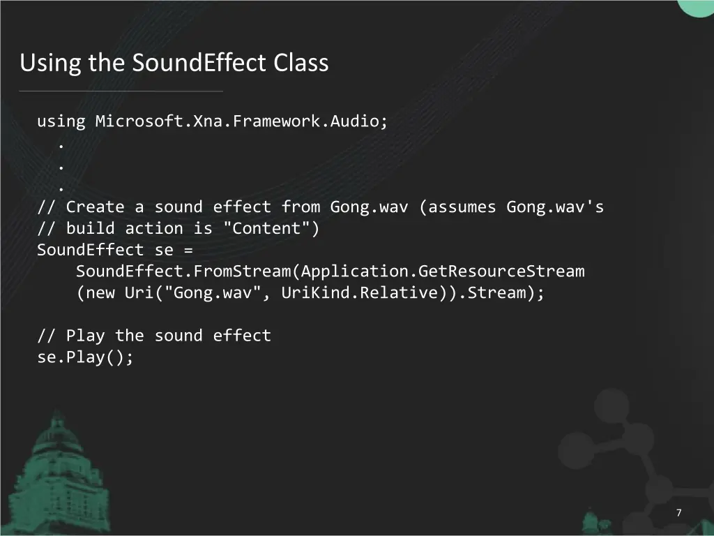 using the soundeffect class