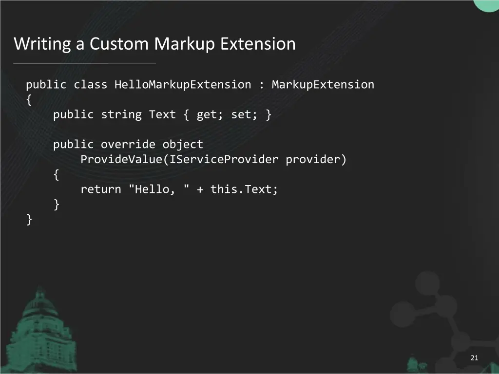 writing a custom markup extension