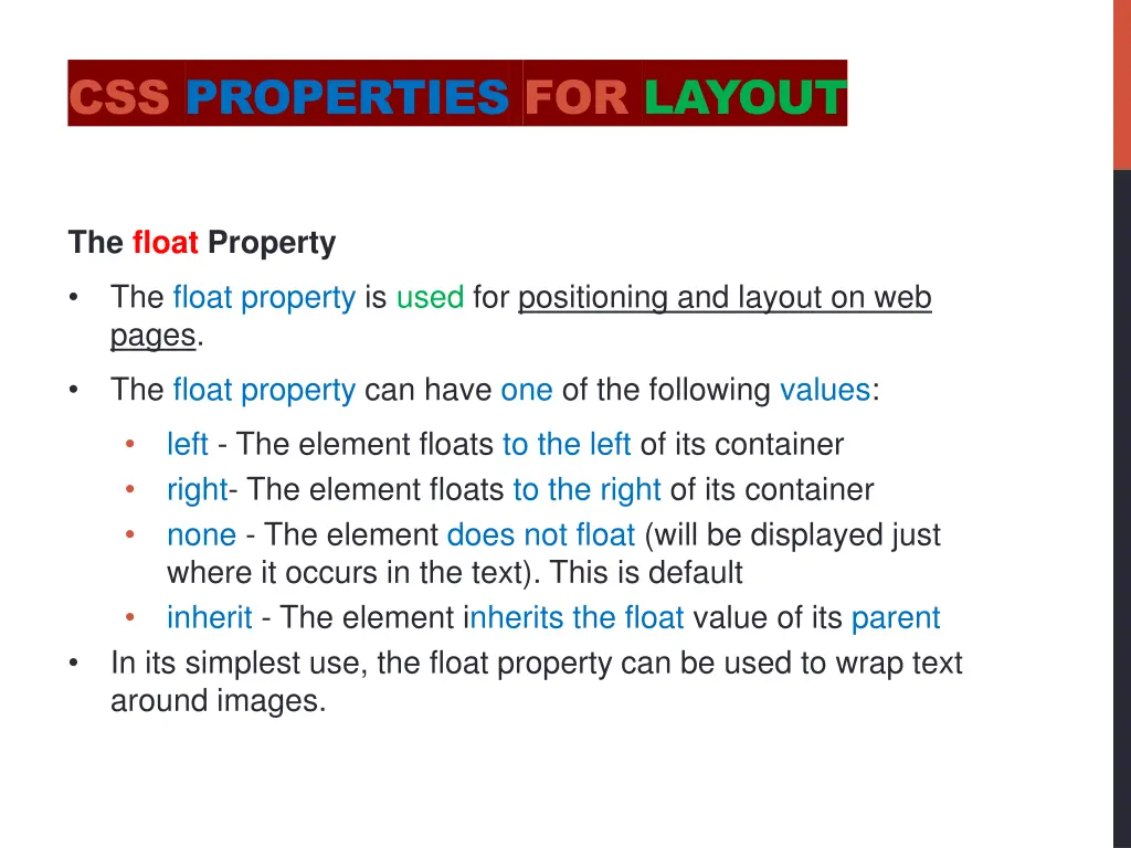 css properties for layout