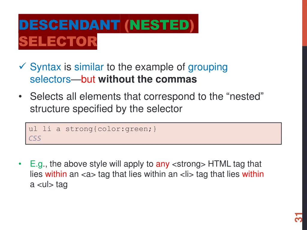 descendant nested selector