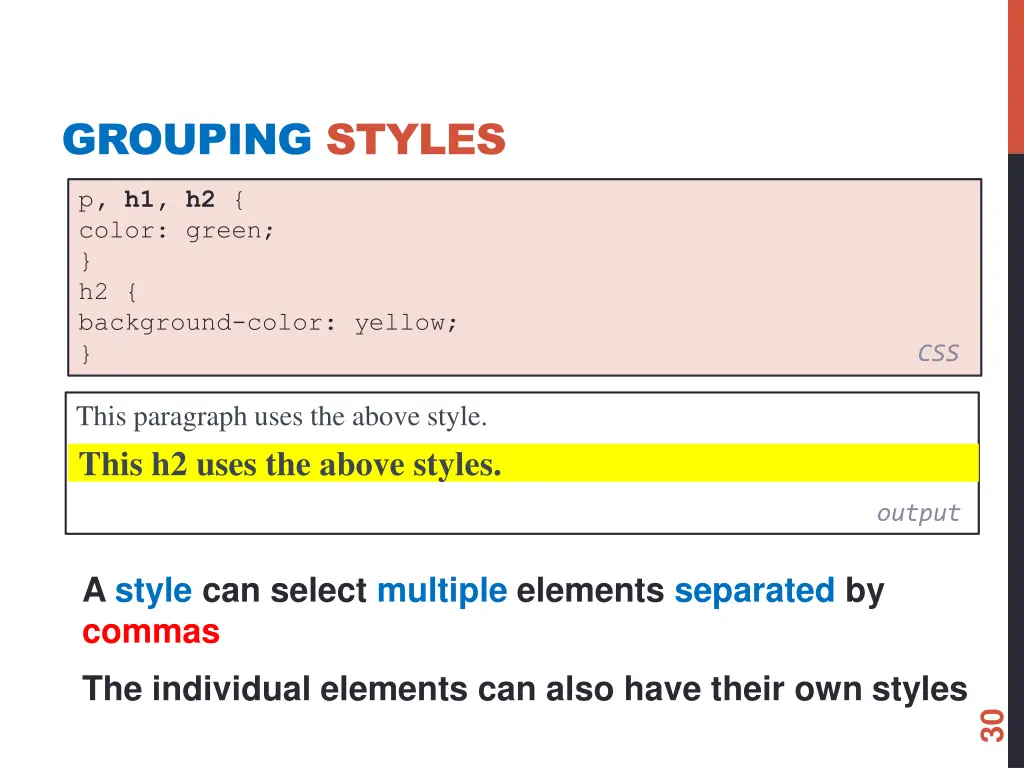 grouping styles