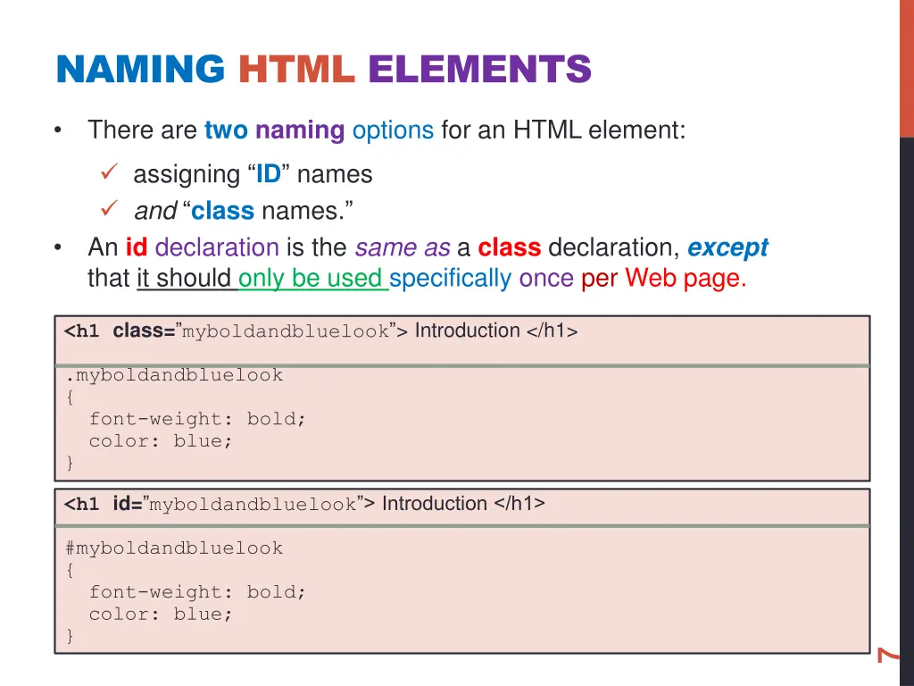 naming html elements