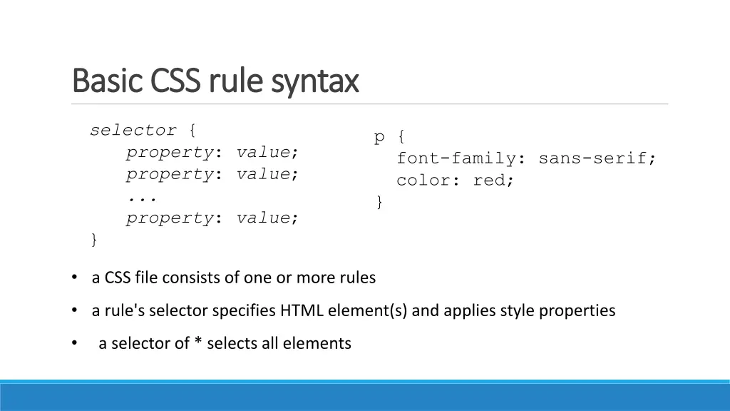 basic css rule syntax basic css rule syntax