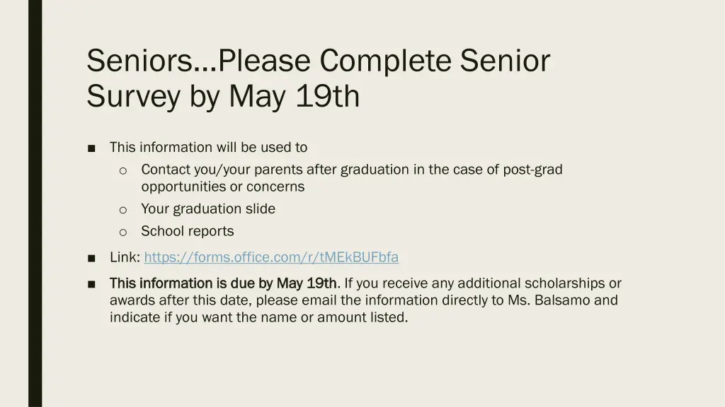 seniors please complete senior survey by may 19th