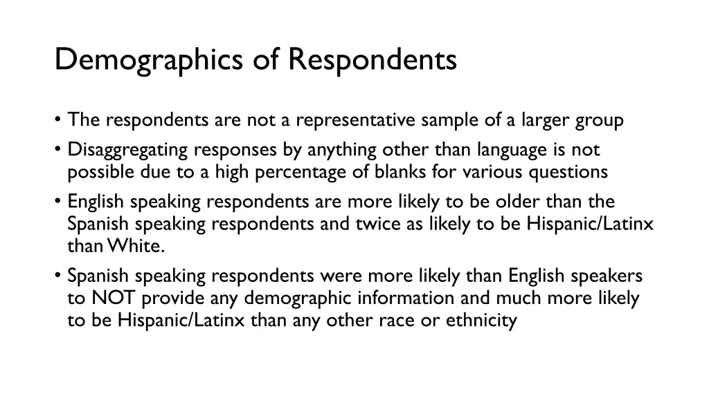 demographics of respondents