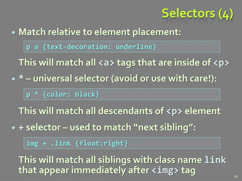 selectors 4