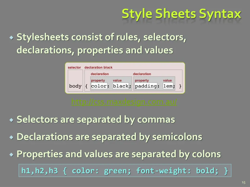 style sheets syntax