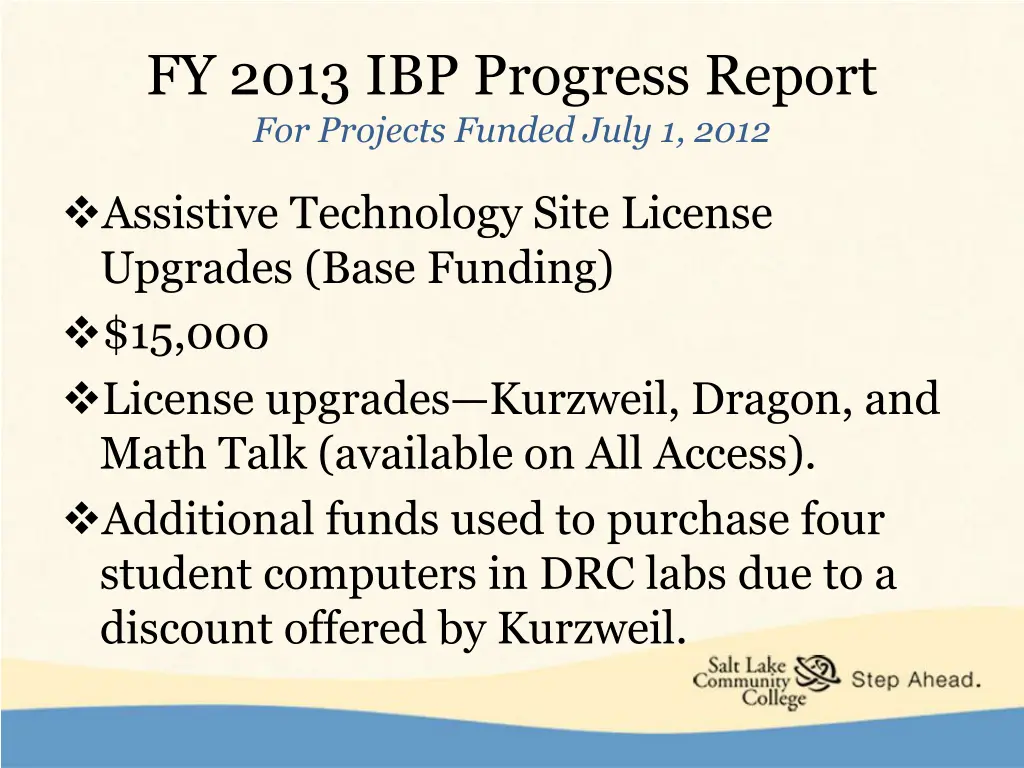 fy 2013 ibp progress report for projects funded 1