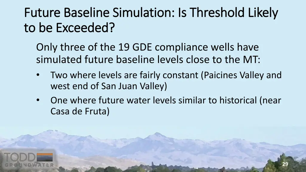 future baseline simulation is threshold likely