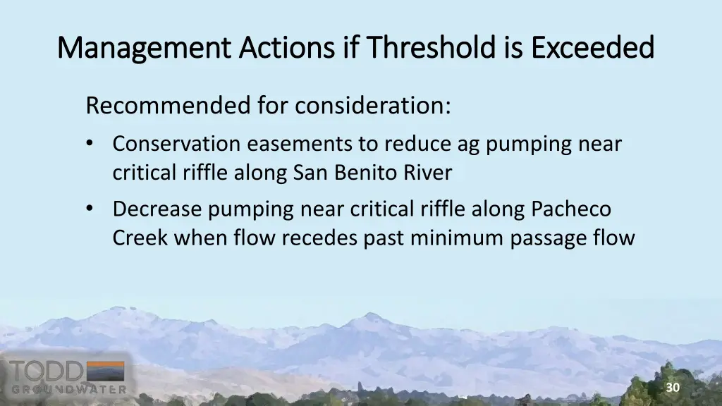 management actions if threshold is exceeded