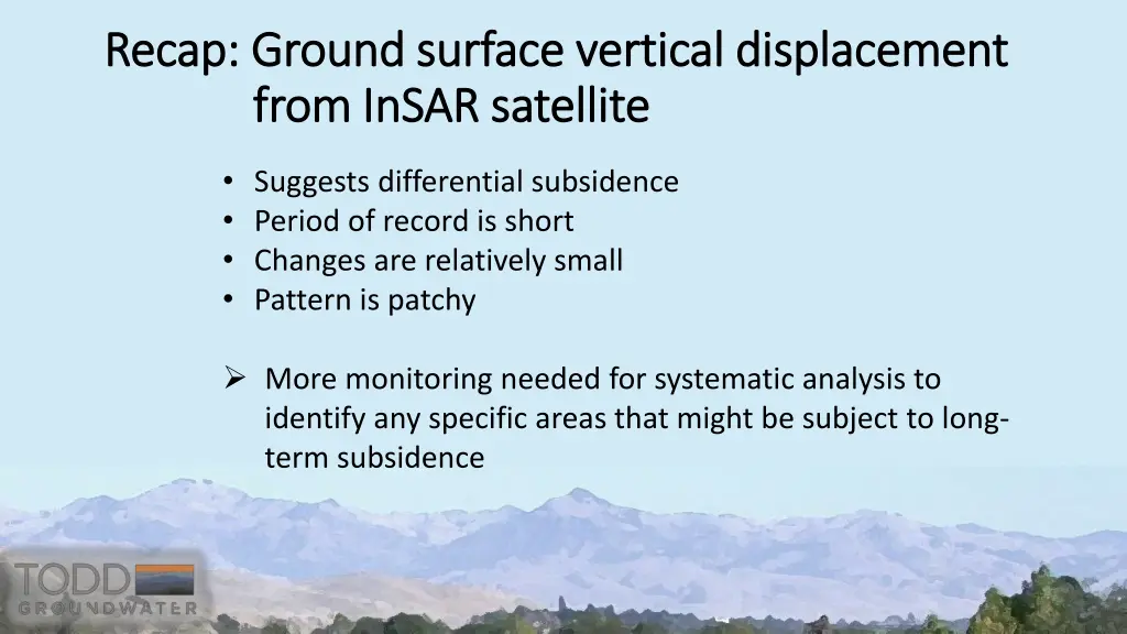 recap ground surface vertical displacement recap