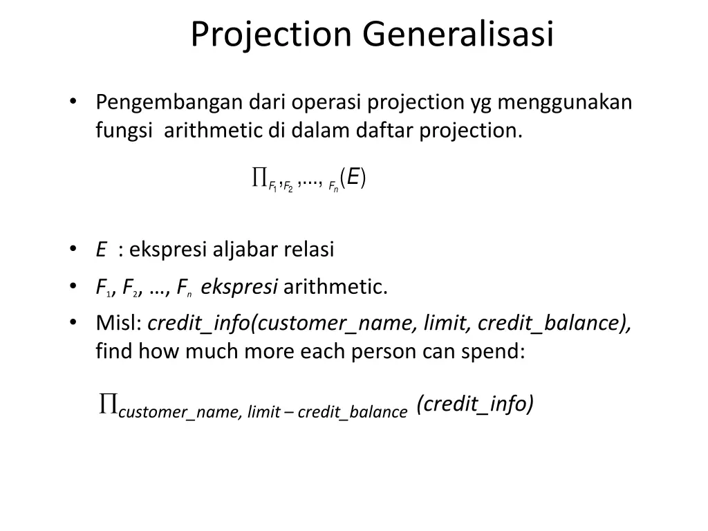 projection generalisasi