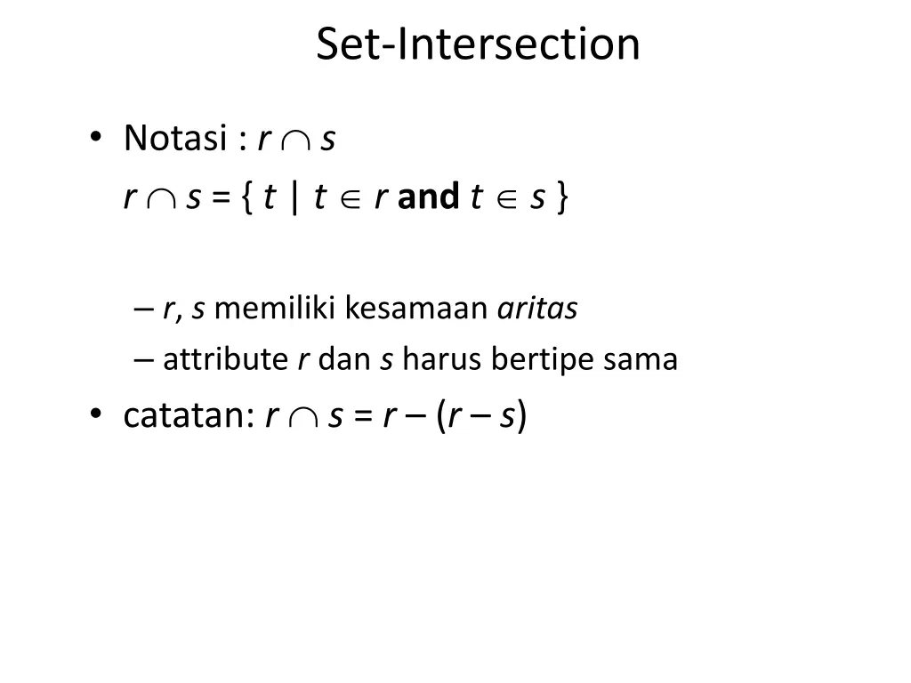 set intersection