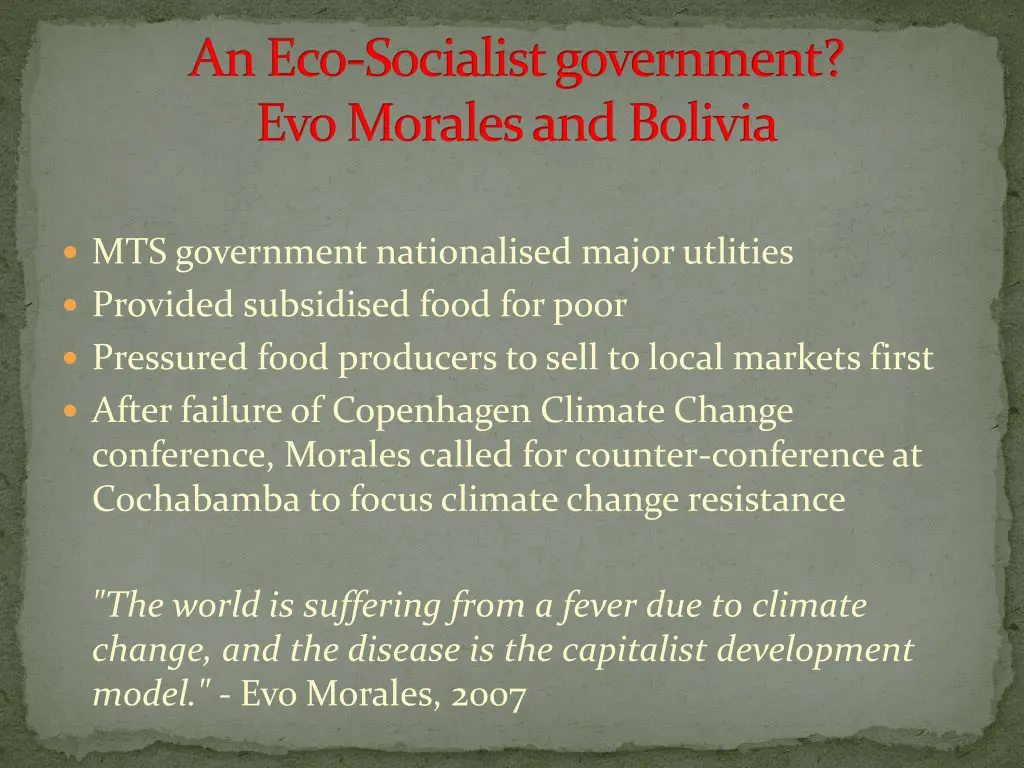 an eco socialist government evomorales and bolivia