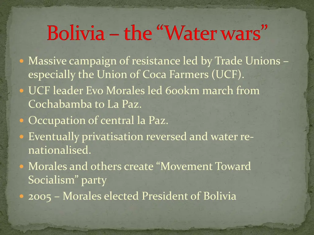 bolivia the water wars 2