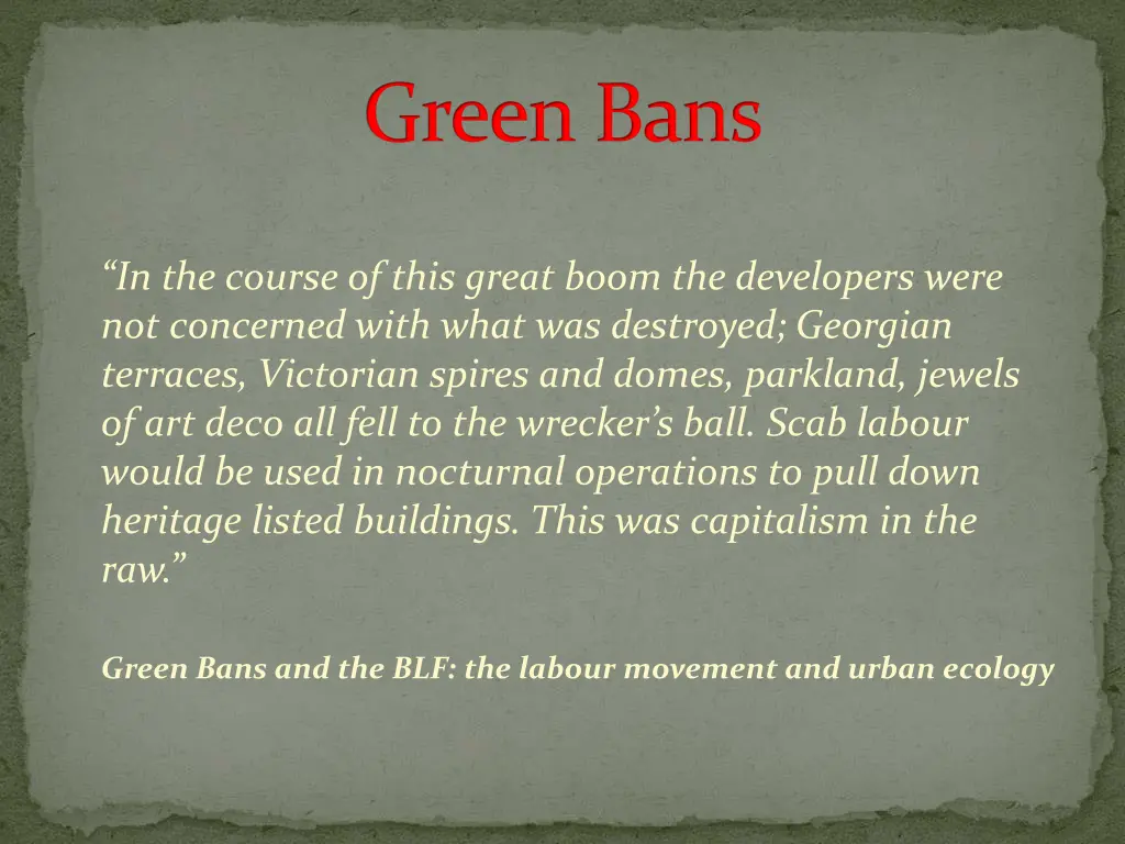 green bans